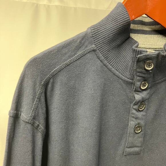 Club Room Mens XXL Navy Blue Button Mock‎ Neck Sweatshirt Cotton New Preppy - Picture 14 of 14